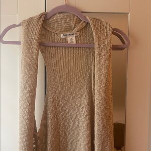 Say What? Women's Beige Open-Front Cardigan